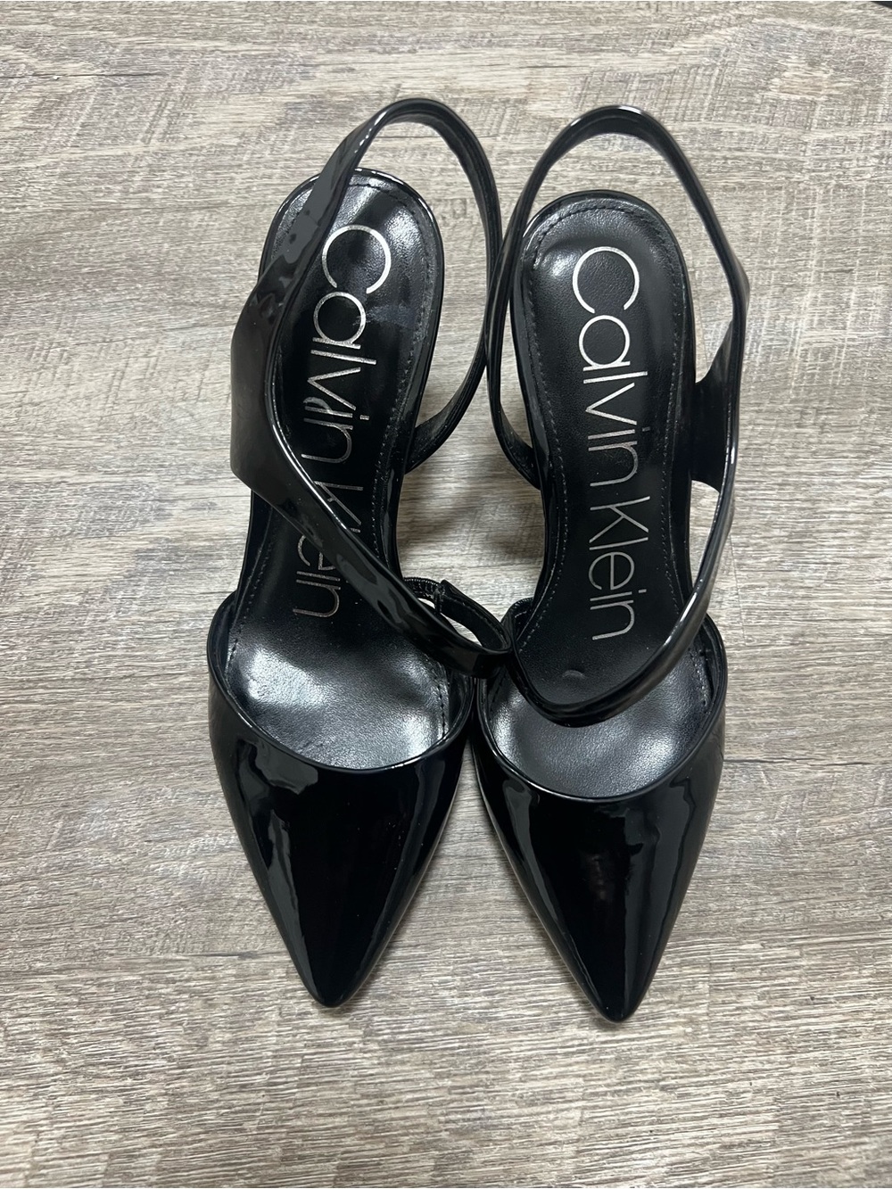 [Calvin Klein] Women's Black Patent Slingback Pumps